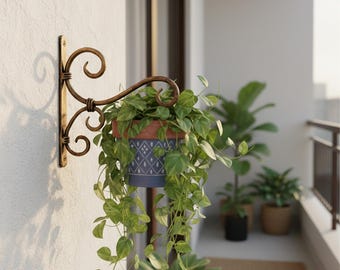 Decorative Metal Wall Hook Bracket – Vintage Scroll Plant Hanger for Hanging Baskets, Lanterns, Wind Chimes, Balcony & Garden Decor