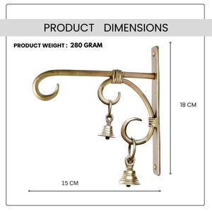 Metal Wall Bracket with Hanging Bells – Decorative Hanger for Wind Chimes, Lanterns, Diyas, Planters, Balcony, Garden & Home Decor image 9