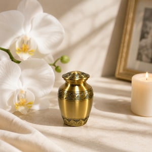 Brass Cremation Mini Heart Keepsake | Human Remains Holder, Burial Container, Remembrance Tribute Piece, Sympathy Gift & Commemorative Jar