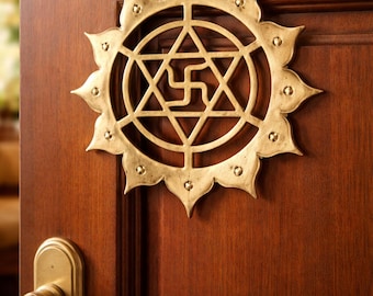 Brass Swastik Lotus Wall Hanging | Auspicious Vastu Door Entrance Decor