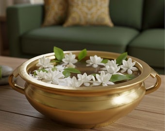 Handcrafted Brass Urli Bowl: Traditional Floating Flower Centerpiece