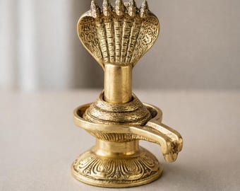 Brass Shivling Showpiece for Home Puja ( Pure Brass, Antique Finish) | Shivling Idol for Temple, Mandir Décor, Spiritual Gift & Vastu Item