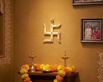 Brass Swastik Wall Hanging | Vastu Remedy, Good Luck Charm for Home Entrance, Positive Energy, Prosperity & Spiritual Decor (3 Inch Approx.)