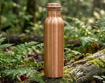 Botella de agua de cobre de 1000 ml (diseño sencillo) / Botellas ecológicas a prueba de fugas para uso en el hogar, la oficina y la escuela.