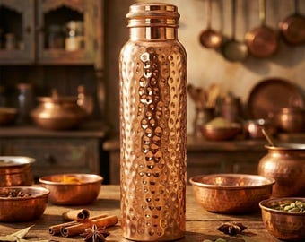 Hammered Copper Water Bottle | Leak-Resistant, Eco-Friendly Drinkware