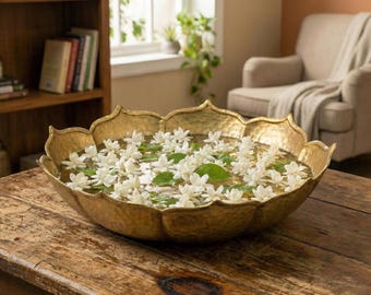 Aluminium lotuskom, feestelijke diwali-decoratie, theelichthouder