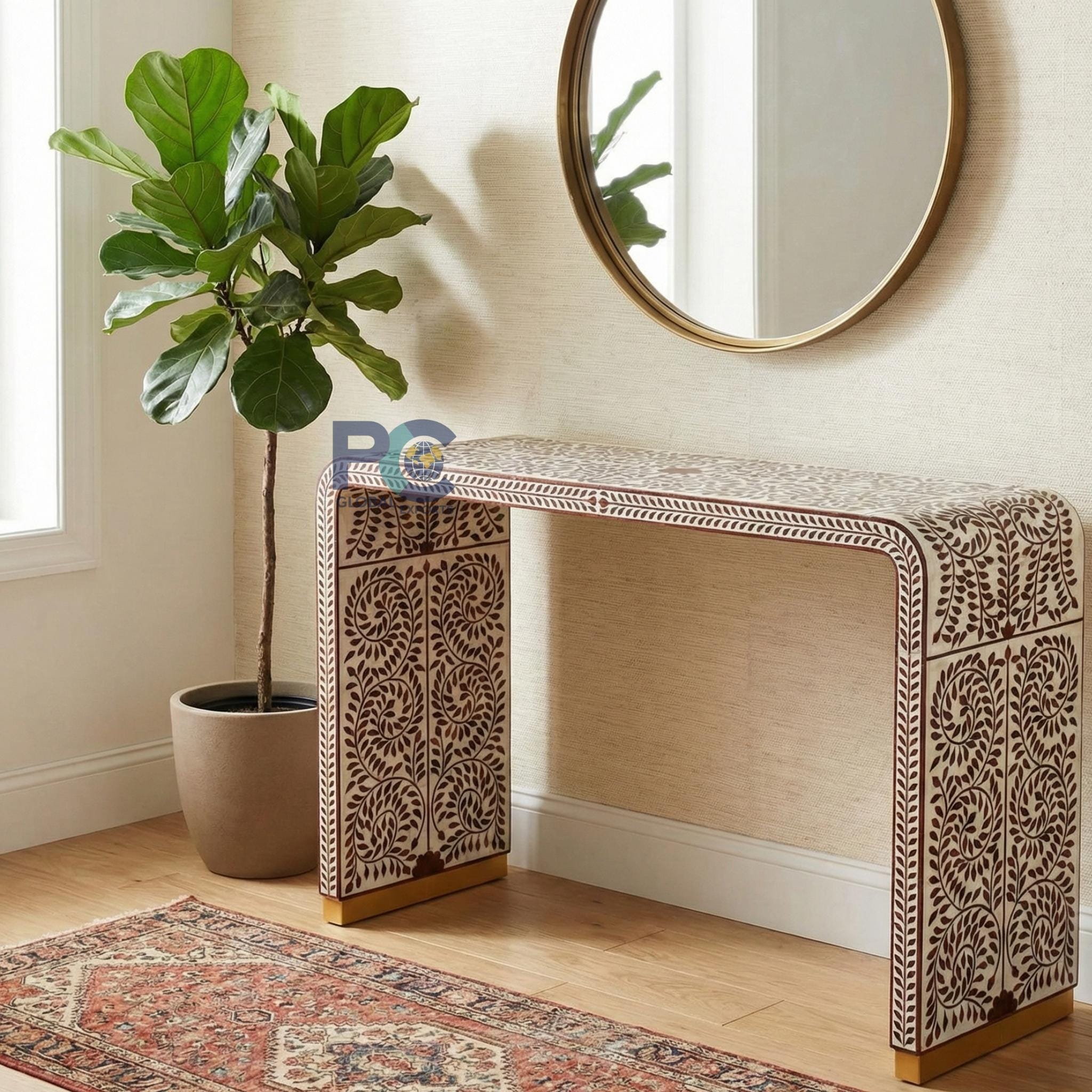Inlay Console Table U Shape | Handmade Luxury Entryway & Living Room ...