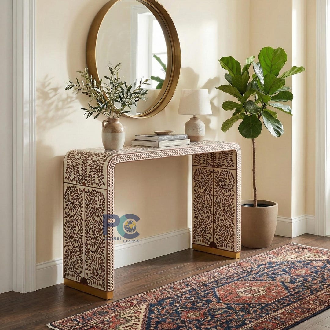 Inlay Console Table U Shape | Handmade Luxury Entryway & Living Room ...