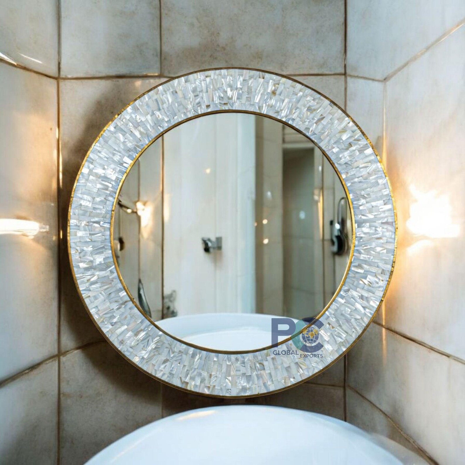 Mother of Pearl Inlay Mirror | Handmade Luxury MOP Wall Mirror ...