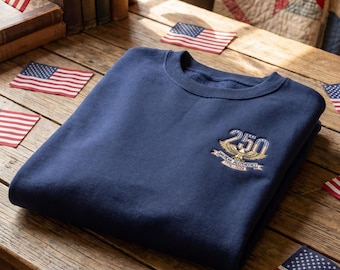 250th American Independence Sweatshirt, USA Eagle Patriotic Embroidered Crewneck Sweater, 1776–2026 Anniversary
