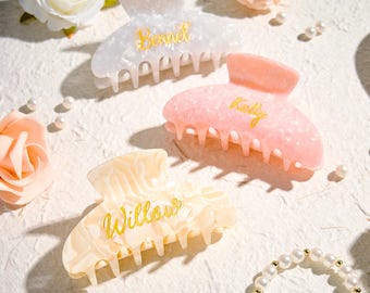 Gegraveerde naam haarklauwclip, gepersonaliseerd bruiloftshaaraccessoire voor bruidsmeisjes, klauwclip, cadeaus bruidsmeisje, feestartikelen, cadeau voor haar