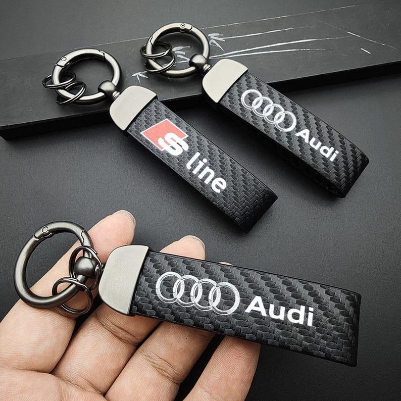 Audi S Line Keychain – Carbon Fiber Leather Car Key Ring | Luxury Auto ...