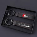 Audi S Line Keychain – Carbon Fiber Leather Car Key Ring | Luxury Auto Key Holder Gift for Audi Owners product logo