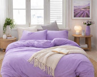Lilac Linen Duvet Cover Set | 100% Washed European Linen Bedding
