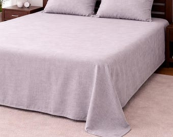 Grey Stonewashed Linen Bed Sheet Set, 100% European Flax, Soft Breathable Bedding
