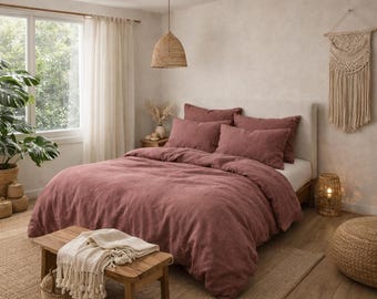 Rosewood Linen Duvet Cover | Soft Washed European Flax Bedding