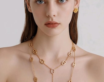 Oval Kristall Y-Form Lariat und lang anhaltende Halskette Set