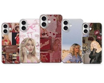 Funda de Sabrina Carpenter con estética de estrella pop para iPhone 17, 16, 15, 14 y 13, Samsung S25, S24 y S23, y Pixel 10, 9 y 8