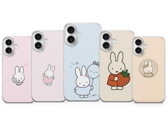 Miffy Aesthetic Phone Case – Minimal Cute Bunny Cartoon Cover for iPhone 17 16 15 14 | Samsung S25 S24 S23 | Google Pixel 10 9 8