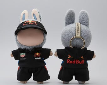 Personalizzato - Vestito Formula 1 Redbull fatto a mano per bambola Labubu da 17 cm Verstappen / Hadjar