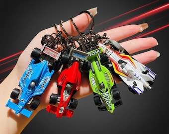 フォーミュラカーキーホルダー - ミニF1スタイルカーキーリング - レーシングファンへのモータースポーツギフト