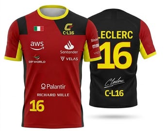 F1にインスパイアされたシャルル・ルクレール モータースポーツTシャツ ドライバー番号16 デザイン