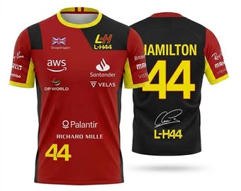 F1にインスパイアされたルイス・ハミルトン モータースポーツTシャツ ドライバー番号44デザイン