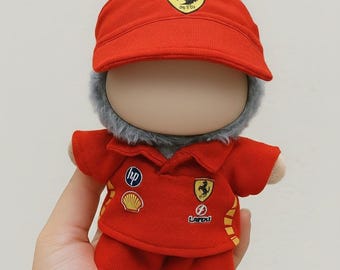 Custom - Handmade Formula 1 Ferrari Outfit for 17cm Labubu Doll Hamilton/Leclerc