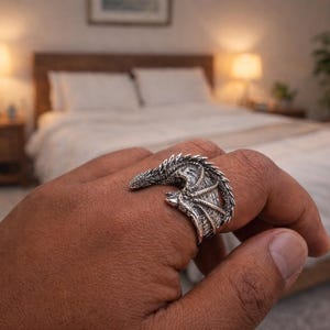 Bague Dragon En Argent 925 - Design Ailes Créatives Fantaisie - Taille 5 à 11 - Signée
