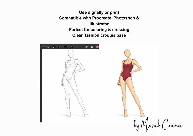 Fashion Croquis PNG – Modern Female Figure for Digital & Print Design ...