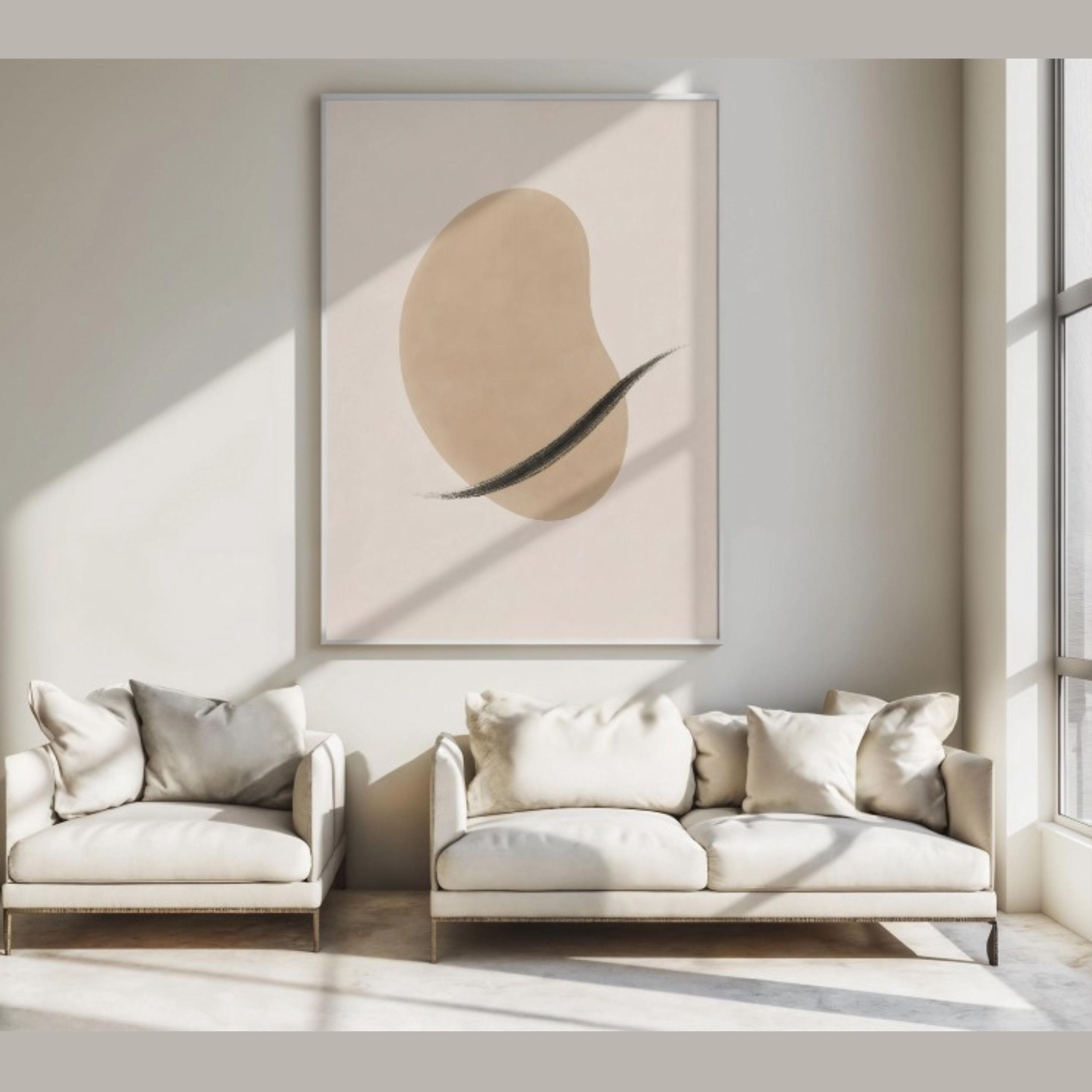 Japandi Minimalist Abstract Wall Art, Wabi Sabi Neutral Beige Print ...