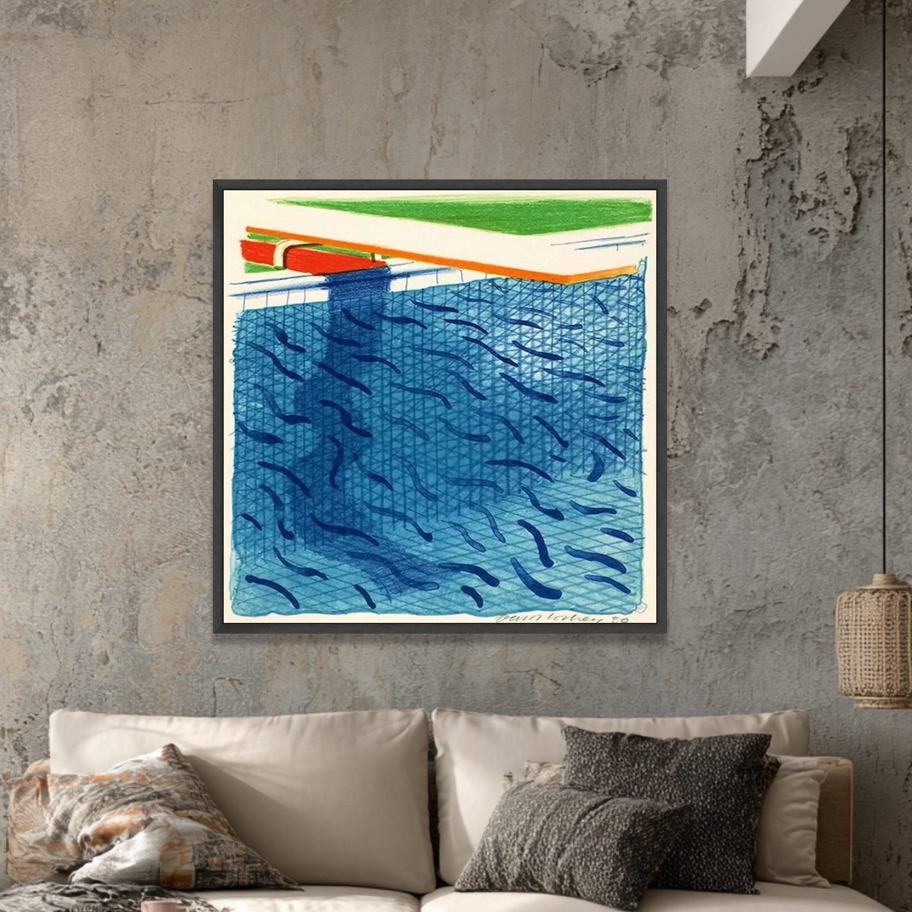 Pool Canvas Abstract Blue Pool Canvas Wall Art, Modern Minimalist Water Design ...