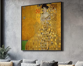 Gustav Klimt Woman Portrait Canvas, Art Nouveau Wall Art, Golden Decorative Canvas, Classic Fine Art Print, Elegant Home Decoration
