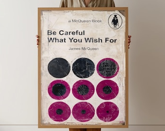 James McQueen inspirierte abstrakte Kreise Leinwand Wandkunst, Be Careful What You Wish For Zitat, moderne grafische Leinwand, zeitgenössisches Wohndekor