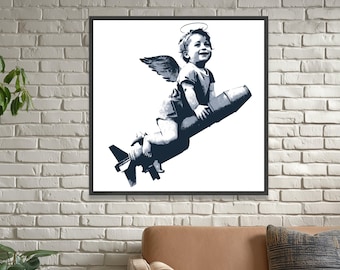 Banksy Angel Baby on Rocket Canvas, Urban Graffiti Wall Art - Etsy