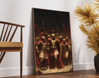 Spartan Warrior Army Canvas, Ancient Greek Soldiers Wall Art, Classical Battle Scene, Roman Legion Canvas, Historic Military Decor, Ready to