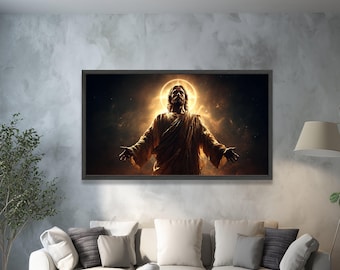 Glowing Jesus Christ Canvas, Spiritual Home Decor