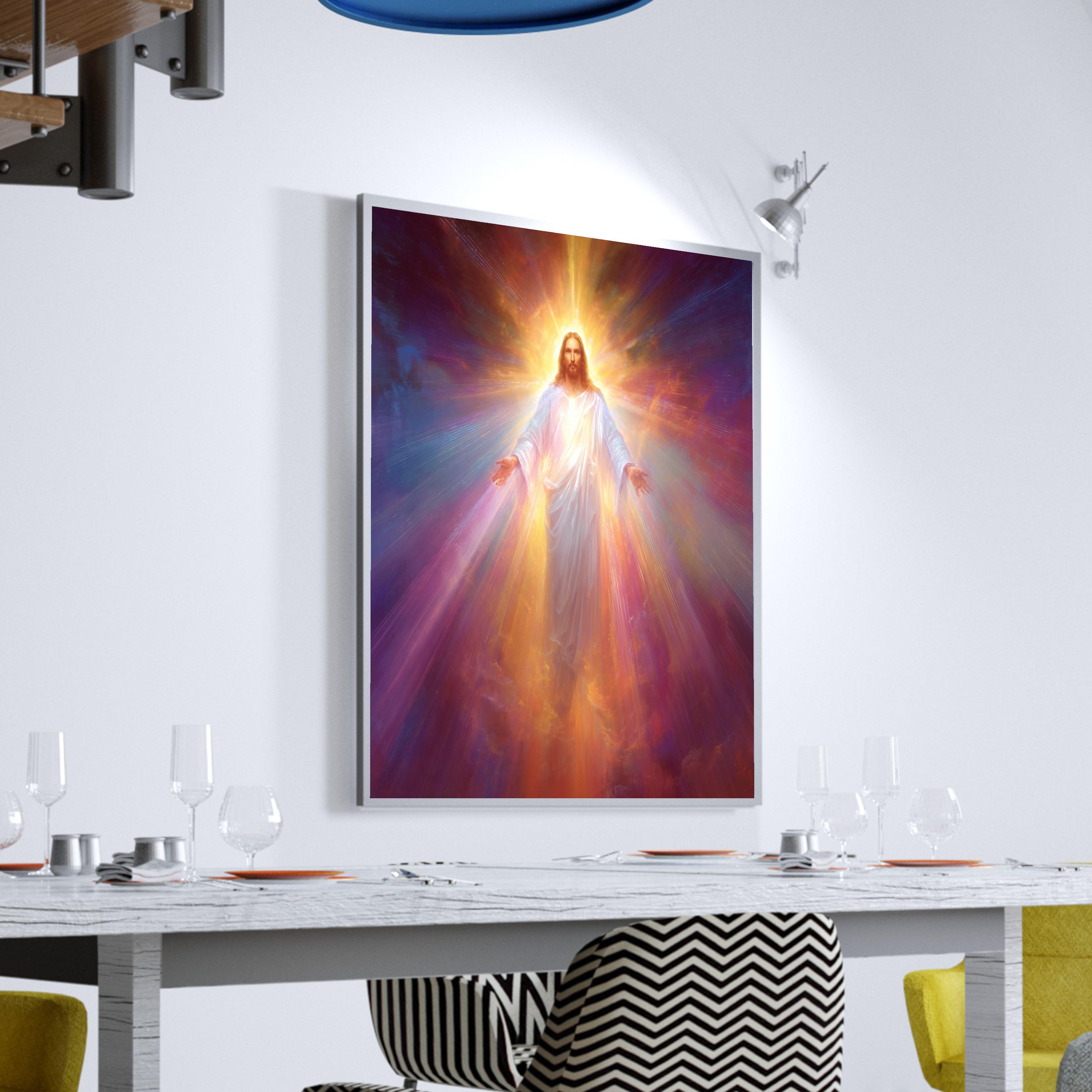 Radiant Jesus Christ Canvas Wall Art, Divine Light Religious Painting ...