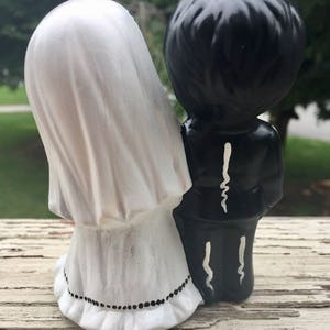 Day of the Dead hand painted ceramic wedding cake topper image 4