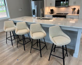 Swivel Counter Height Bar Stools Set of 4 Faux Leather Upholstered Kitchen Island Chairs Modern Barstools with Metal Frame and Footrest