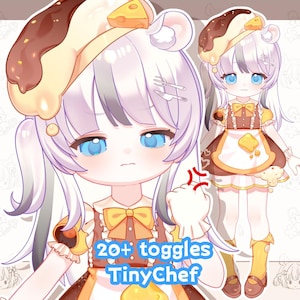 Live2D VTuber Model | Nutty | 20+ Toggles | Chibi Tiny Chef