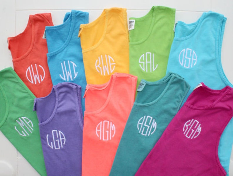 Comfort Colors Size Large Tank Tops Monogrammed T Shirts Etsy