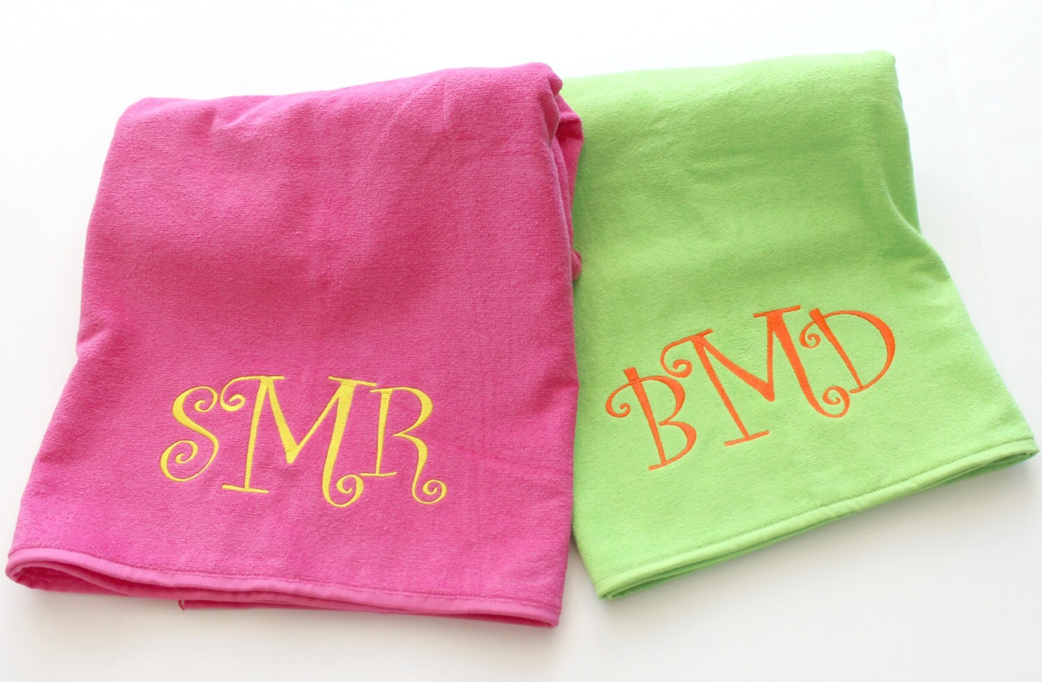 Monogrammed Beach Towel Large Initial Curlz Monogram Etsy