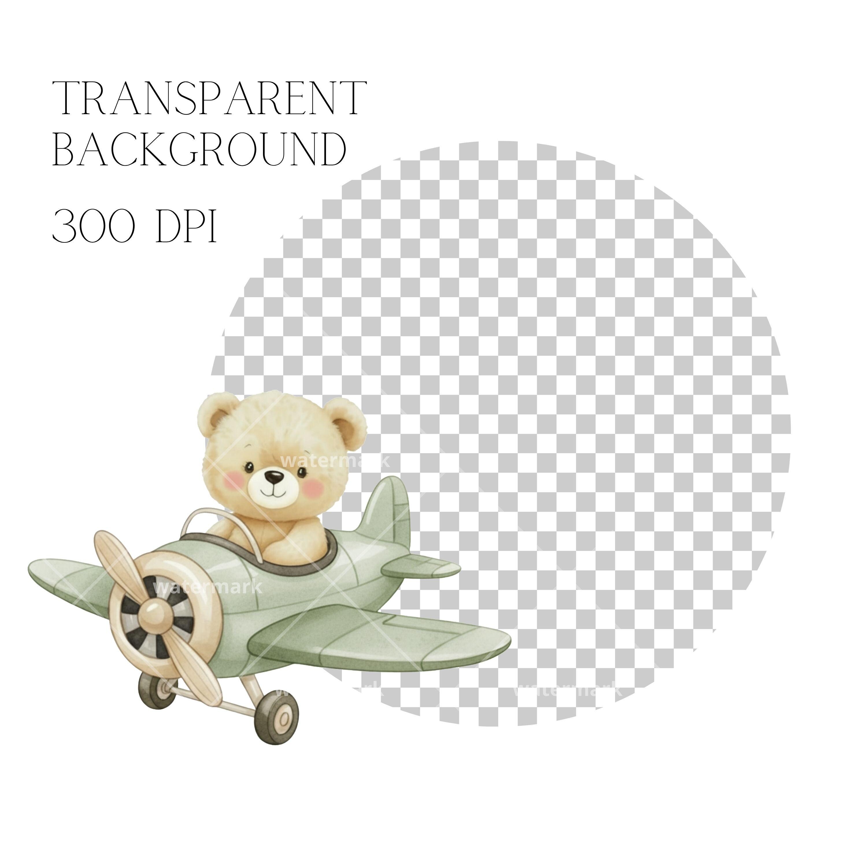 Watercolor Green Teddy Bear Clipart PNG for Cute Bear Nursery Decor ...