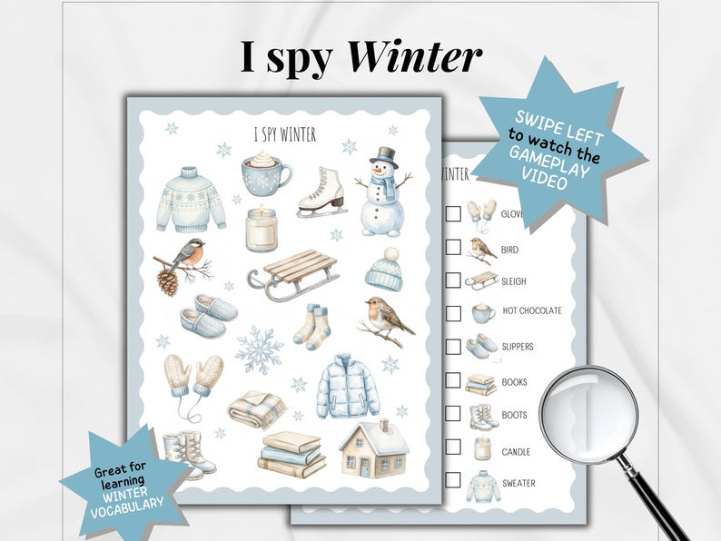 Winter I Spy Printable Game for Kids Water Sensory Activity Preschool ...