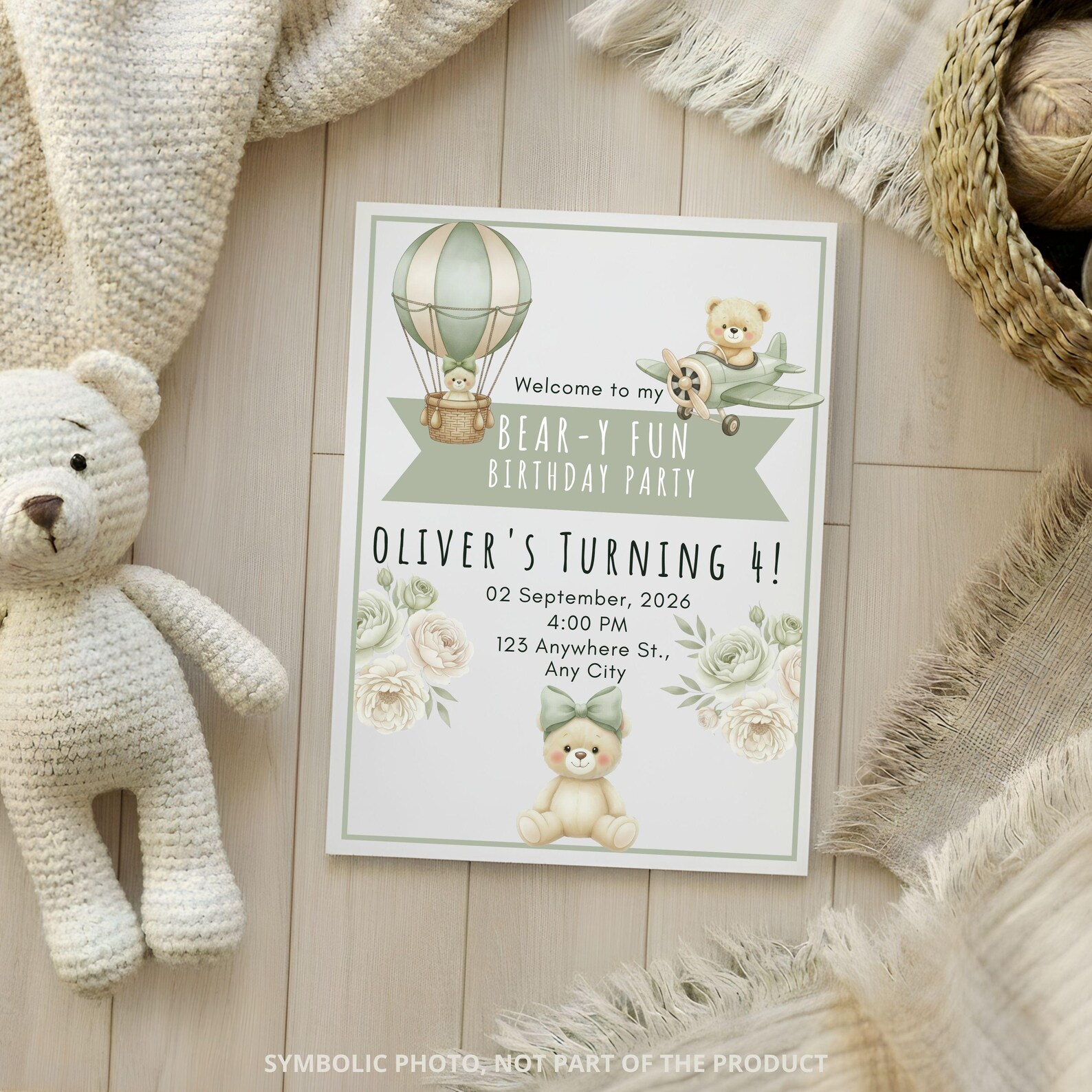 Watercolor Green Teddy Bear Clipart PNG for Cute Bear Nursery Decor ...