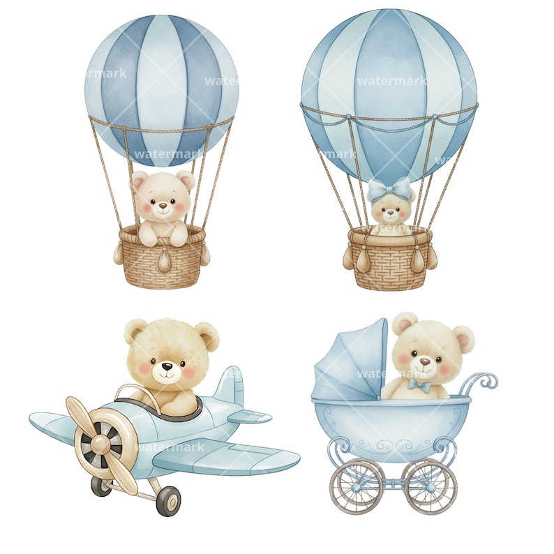 Baby Blue Teddy Bear Watercolor Clipart PNG Bear Baby Shower, Nursery ...