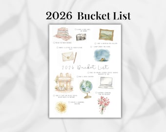 2026 Bucket List Printable Ziel Tracker PDF Bucket List Geschenk Journal Bucket List Poster Board Aktivitäten Selfcare Persönliches Wachstum Ideen