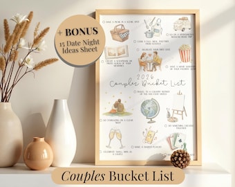 Couples Bucket List Printable With Bonus Date Night Ideas Dating Goal List PDF Bucket List Poster Board Couple Growth Activities Idea