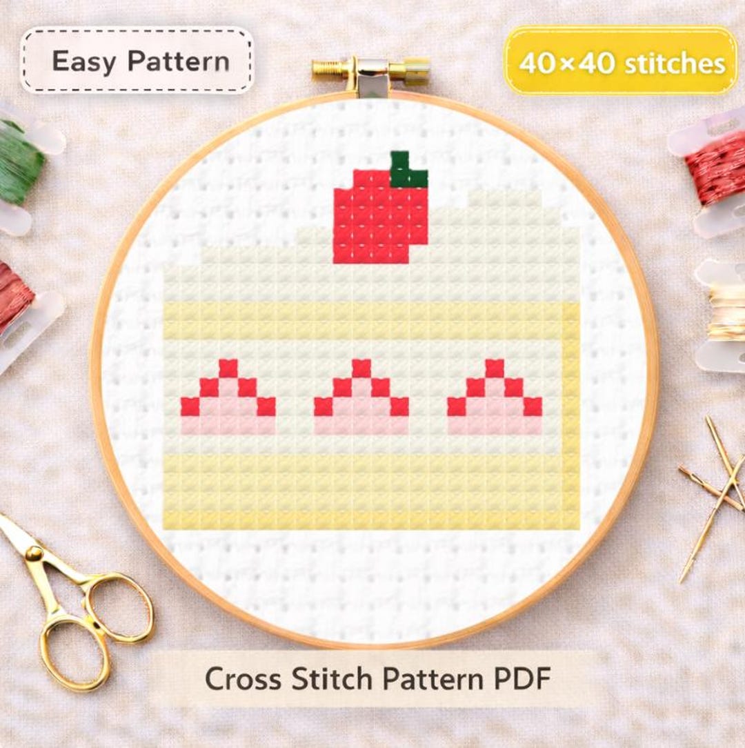 Strawberry Cake – Cross Stitch Pattern | Easy PDF - Etsy
